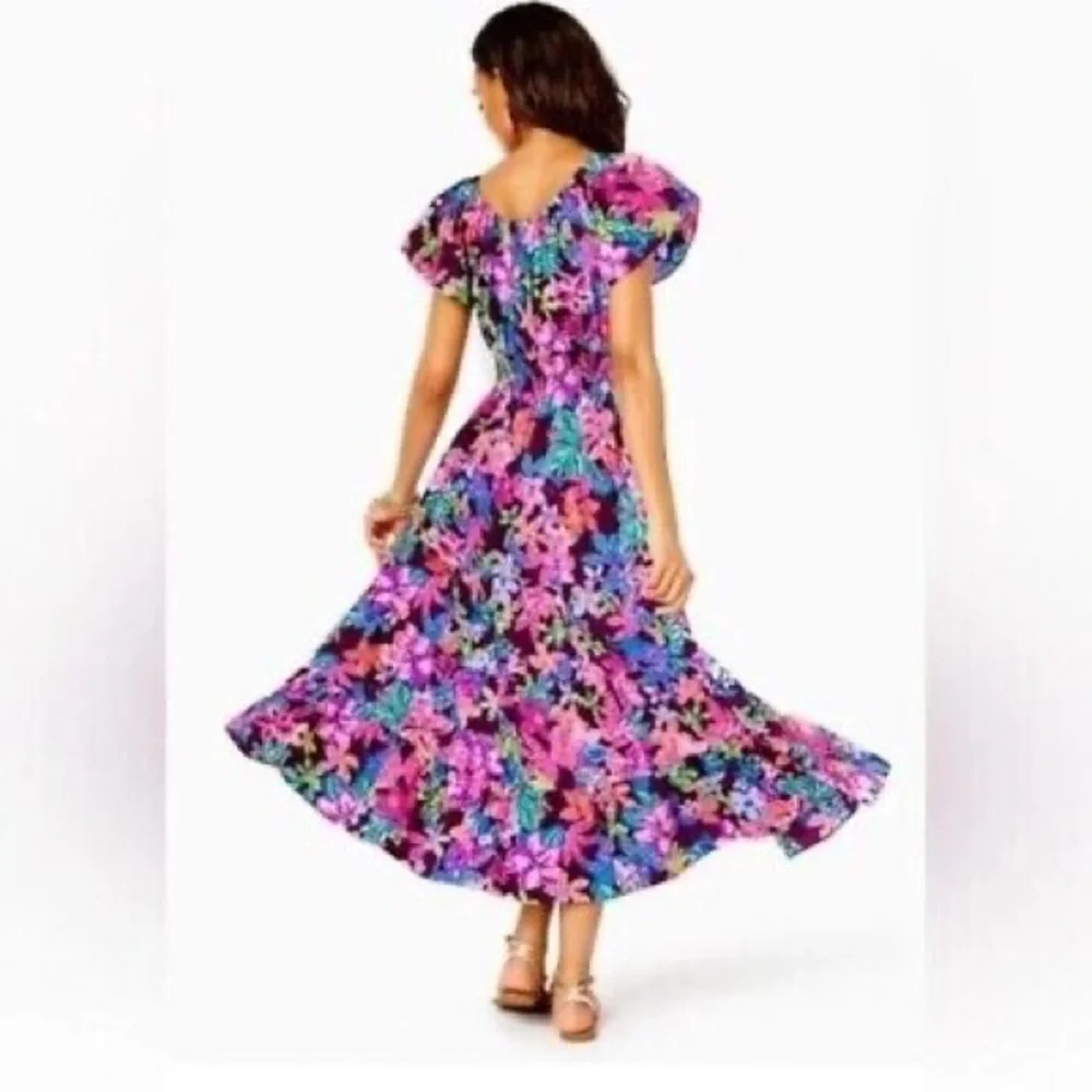Lilly Pulitzer Ellabell Short Sleeve Dress - Cherry Ganache Bohemian Garden XL - Picture 2 of 8